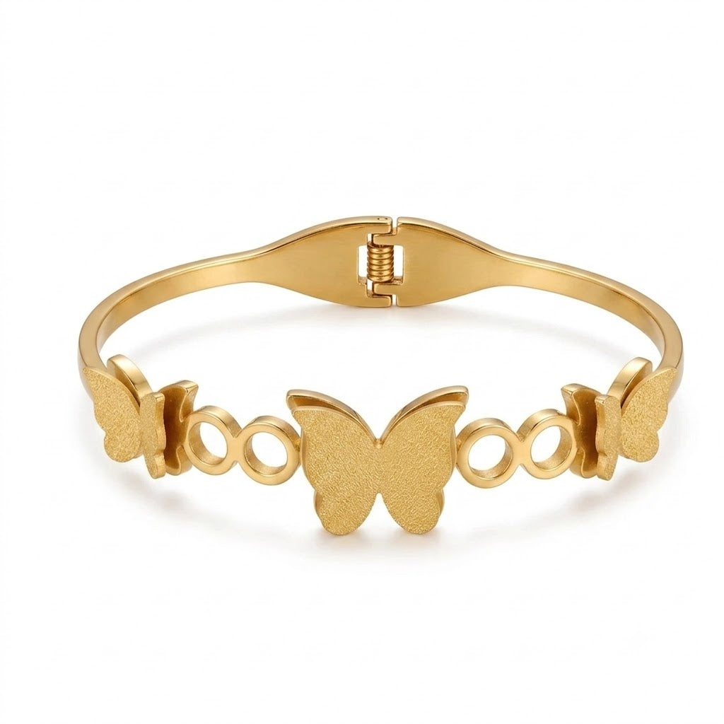 Butterfly charm  Anti-Tarnish Gold Bangle