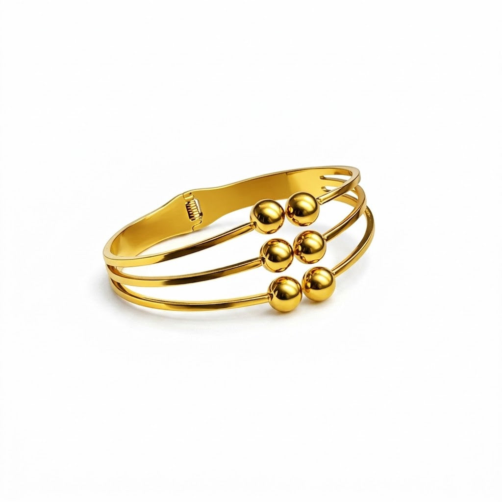 Elara Triple-Layer Gold-Tone Anti-Tarnish Bracelet