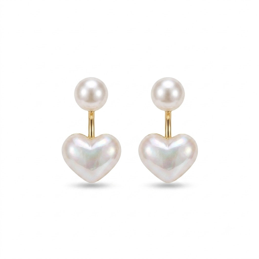 Pearl Heart Drop Earrings