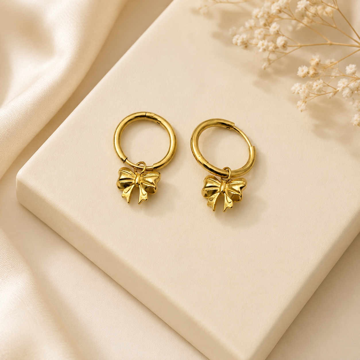 Gold-Tone Bow Hoop Earrings