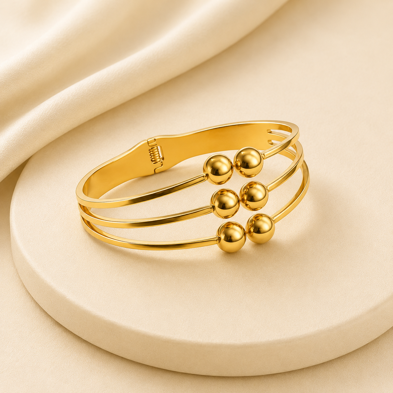 Elara Triple-Layer Gold-Tone Anti-Tarnish Bracelet