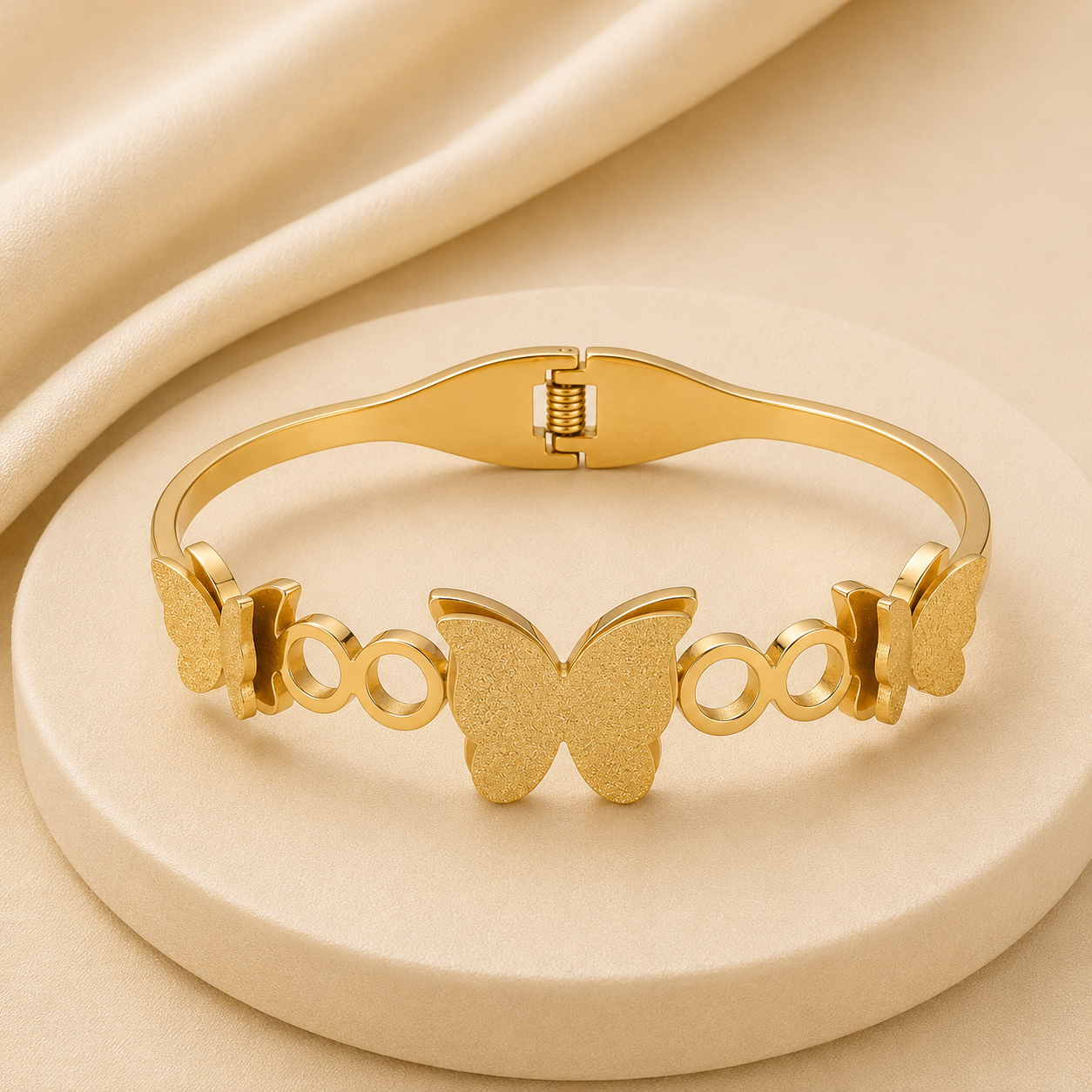 Butterfly charm  Anti-Tarnish Gold Bangle