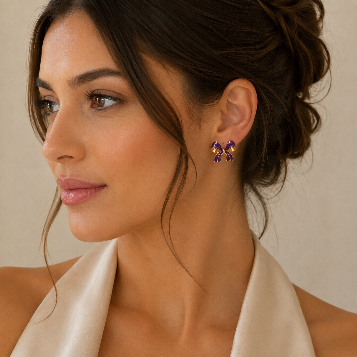 Purple Bow Elegance Earrings
