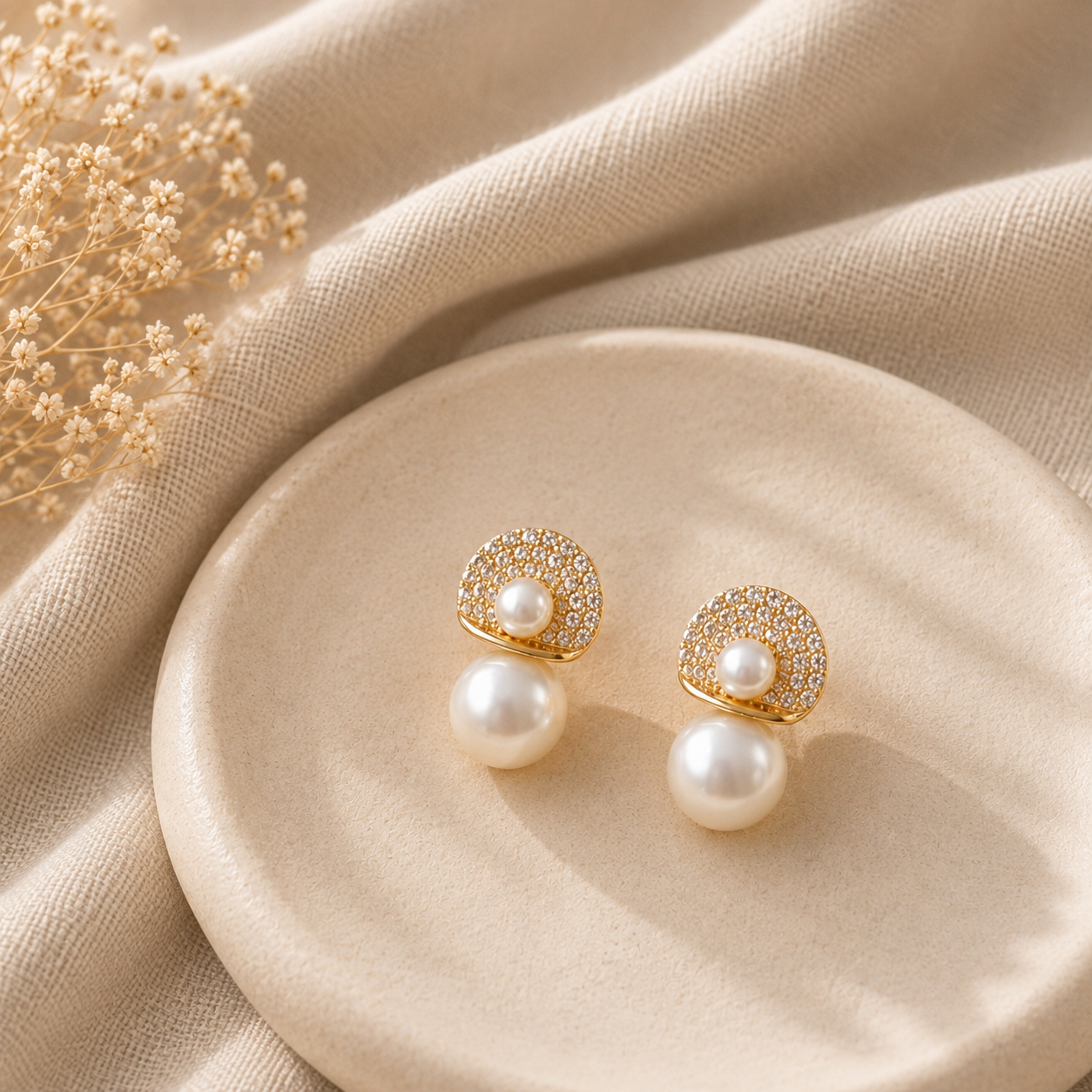 Pearl Pavé Drop Earrings
