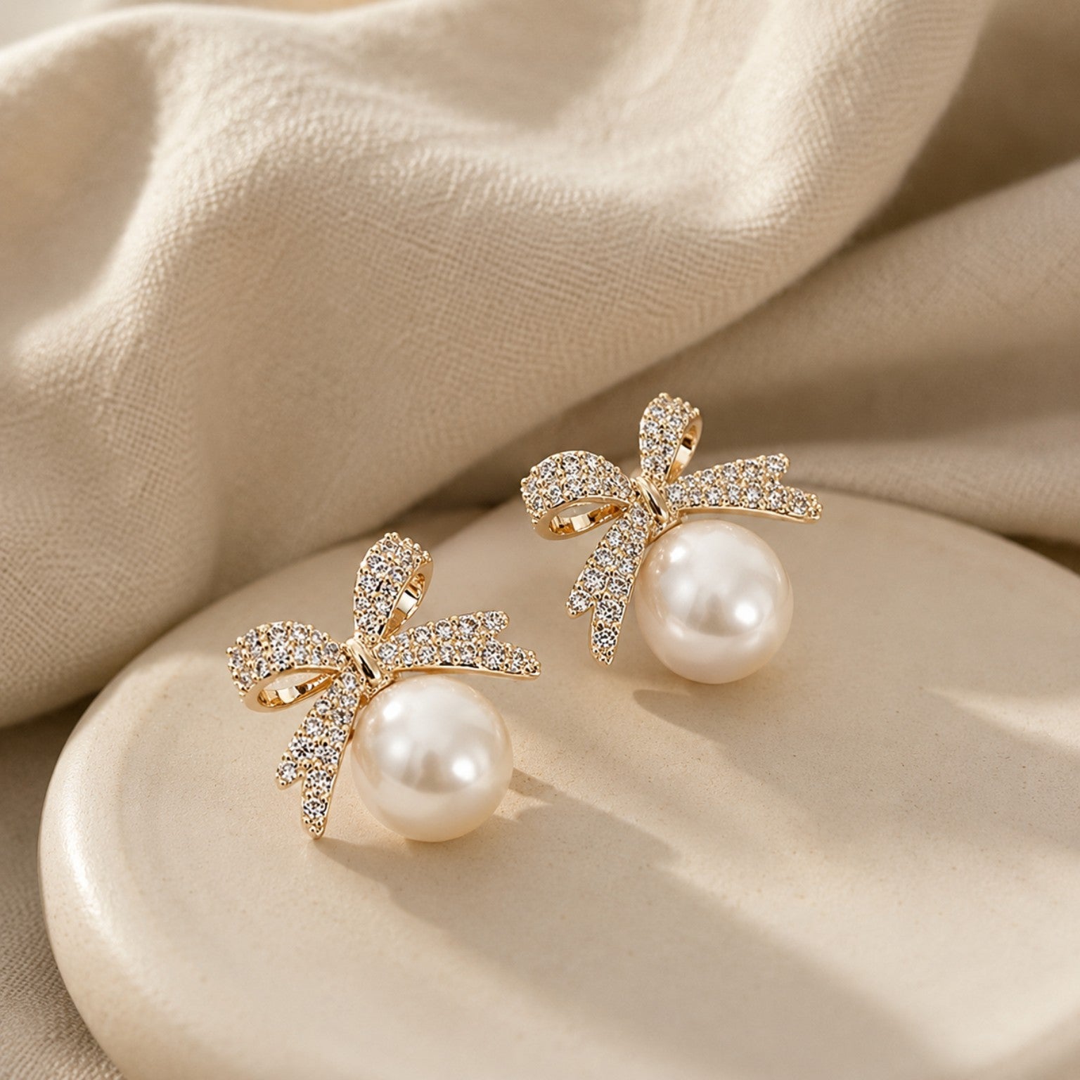 Pearl Bow Elegance Earrings