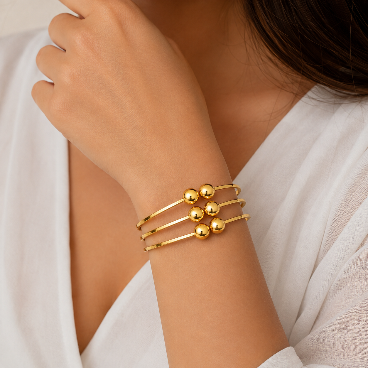 Elara Triple-Layer Gold-Tone Anti-Tarnish Bracelet