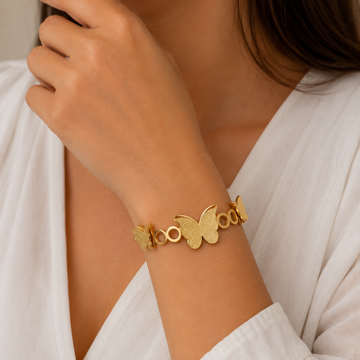 Butterfly charm  Anti-Tarnish Gold Bangle