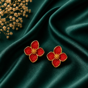 Ruby Blossom Stud Earrings