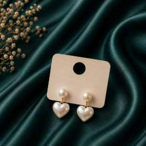 Pearl Heart Drop Earrings