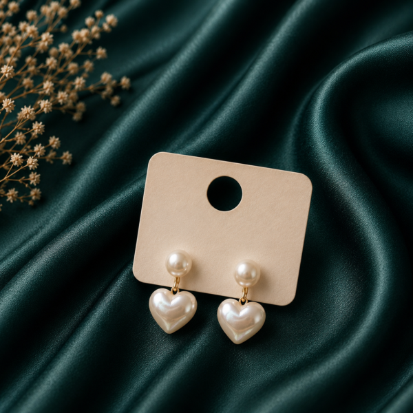Pearl Heart Drop Earrings