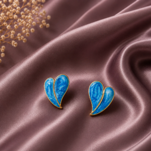 Ocean Heart Stud Earrings