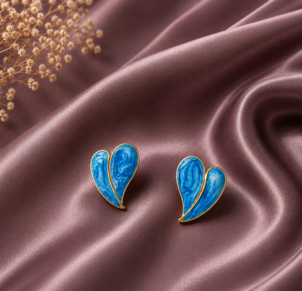Ocean Heart Stud Earrings