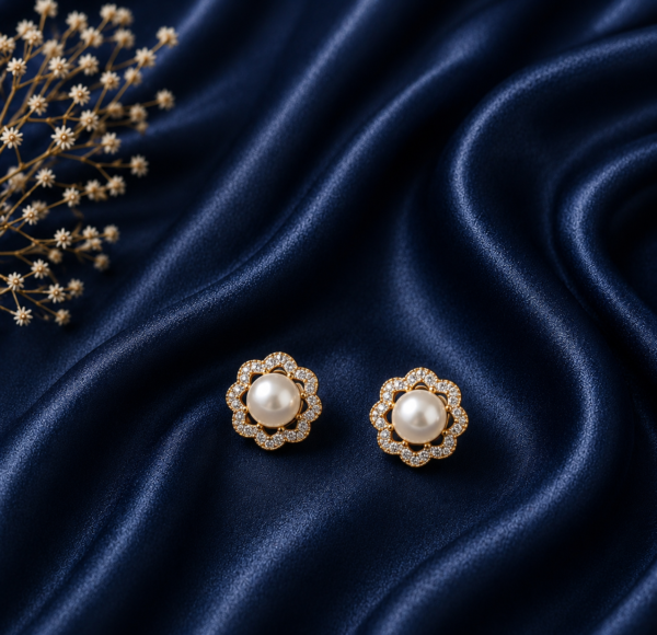 Pearl Daisy Crystal Studs