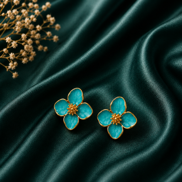 Aqua Bloom Floral Earrings