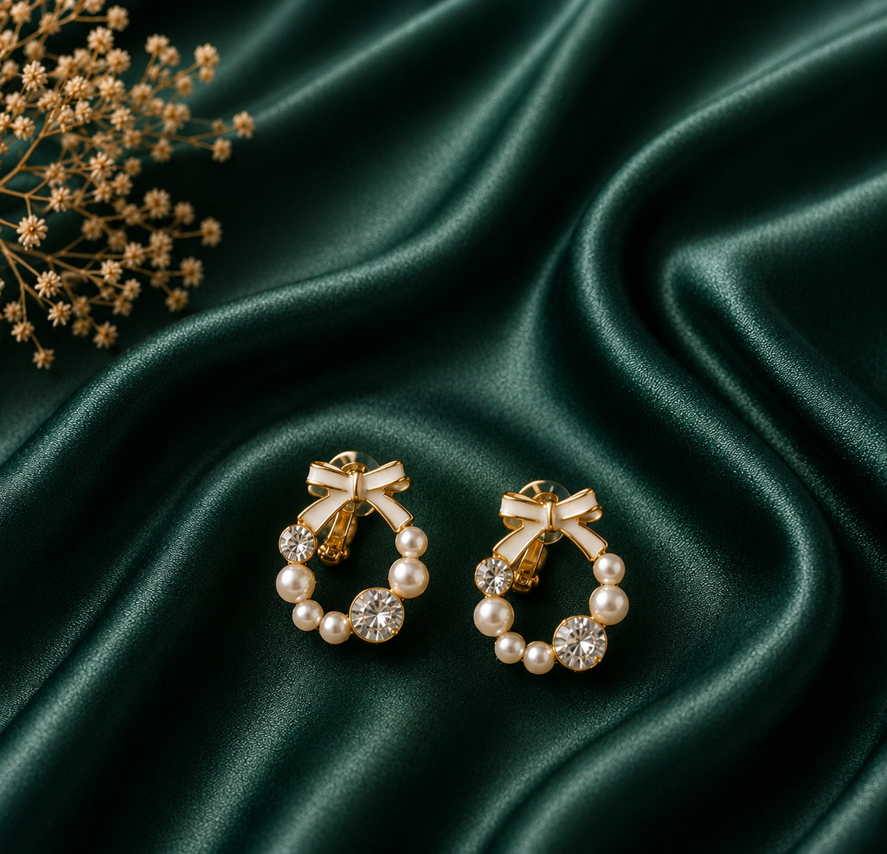 Pearl Bow Luxe Earrings